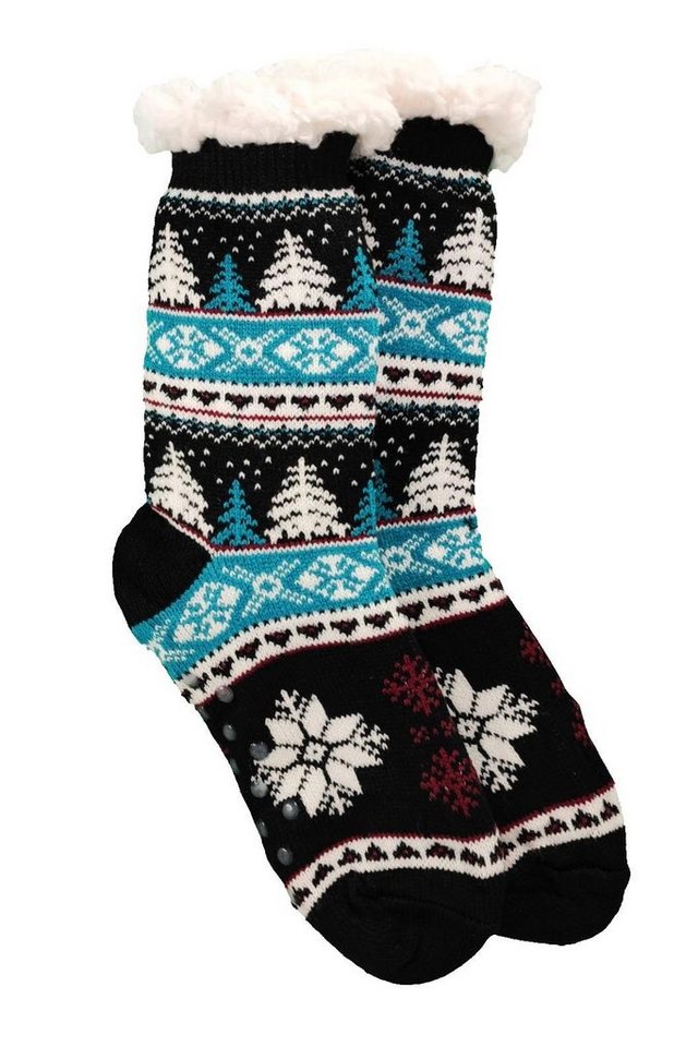 EloModa Kuschelsocken Hüttensocken Kuschelsocken Anti Rutsch Socke, Winter Hausschuhe Socken (1-Paar) von EloModa