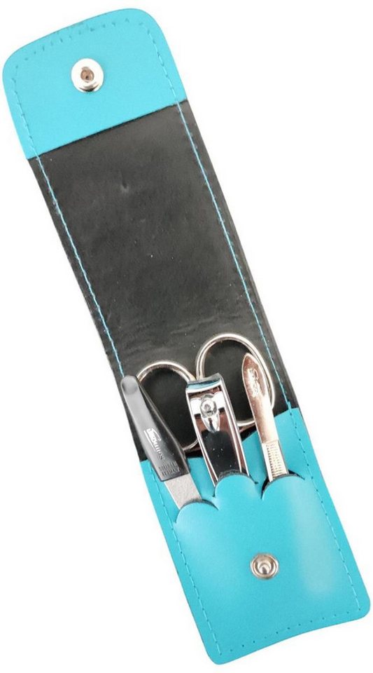 EloModa Maniküre-Etui 4-teiliges Solingen* Maniküre Set mit echt Leder Etui, Nagelschere, 4 tlg., Made in Germany von EloModa