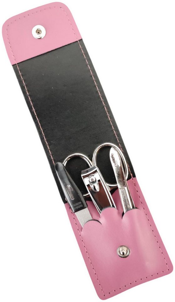 EloModa Maniküre-Etui 4-teiliges Solingen* Maniküre Set mit echt Leder Etui, Nagelschere, 4 tlg., Made in Germany von EloModa