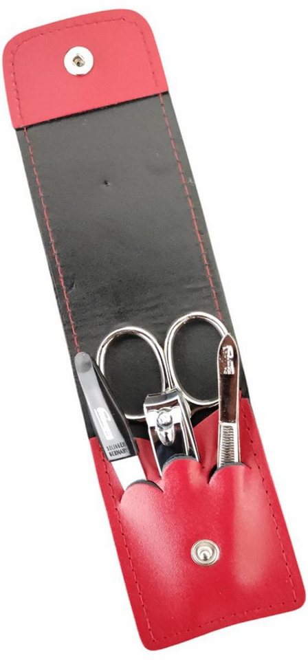 EloModa Maniküre-Etui 4-teiliges Solingen* Maniküre Set mit echt Leder Etui, Nagelschere, 4 tlg., Made in Germany von EloModa