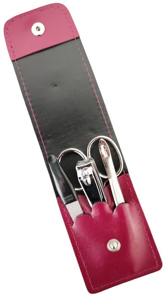 EloModa Maniküre-Etui 4-teiliges Solingen* Maniküre Set mit echt Leder Etui, Nagelschere, 4 tlg., Made in Germany von EloModa
