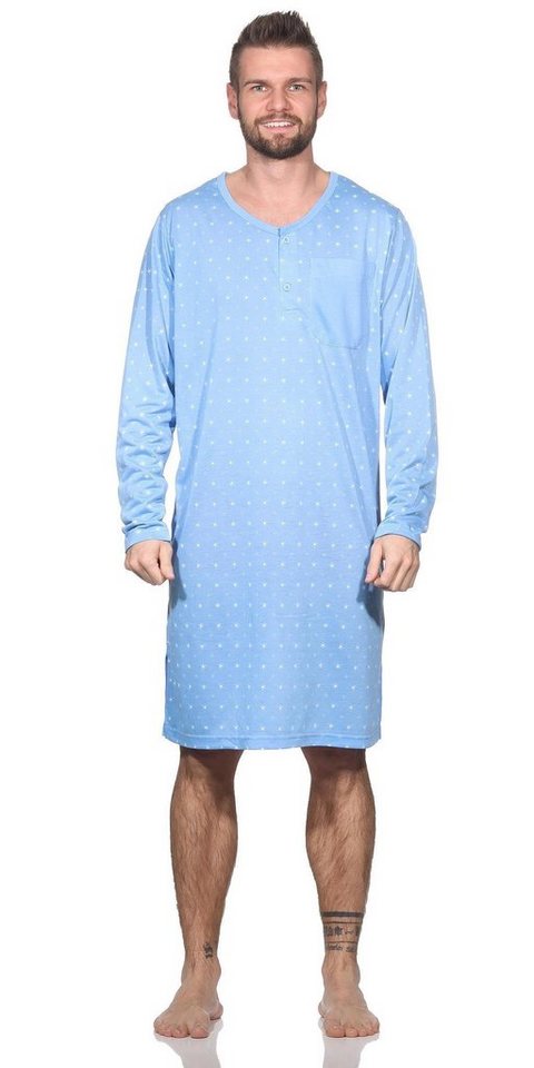 EloModa Nachthemd Herren Nachthemd langarm Sleepshirt, Gr. M L XL 2XL (1-tlg) von EloModa