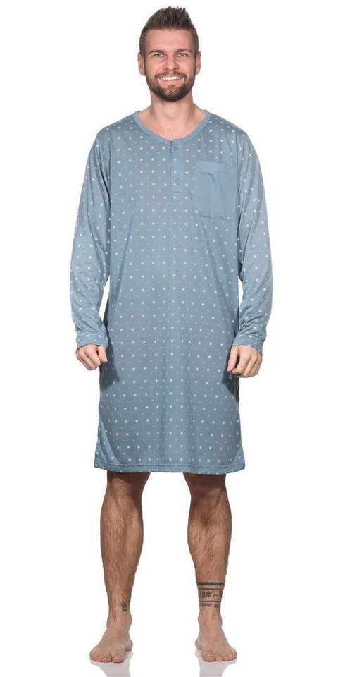 EloModa Nachthemd Herren Nachthemd langarm Sleepshirt, Gr. M L XL 2XL (1-tlg) von EloModa