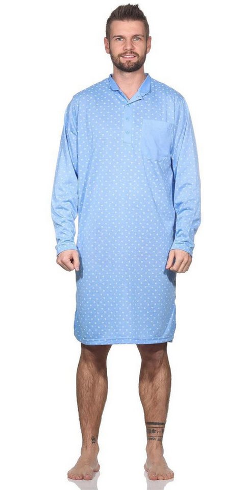 EloModa Nachthemd Herren Nachthemd langarm Sleepshirt mit Kragen, Gr. M L XL 2XL (1-tlg) von EloModa