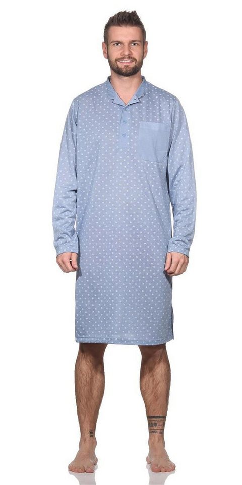 EloModa Nachthemd Herren Nachthemd langarm Sleepshirt mit Kragen, Gr. M L XL 2XL (1-tlg) von EloModa
