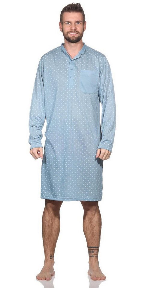 EloModa Nachthemd Herren Nachthemd langarm Sleepshirt mit Kragen, Gr. M L XL 2XL (1-tlg) von EloModa