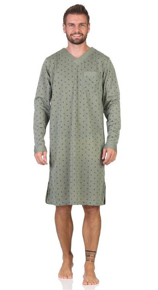 EloModa Nachthemd Herren Nachthemd mit langen Ärmeln und V-Ausschnitt, Gr. M L XL 2XL (1-tlg) von EloModa