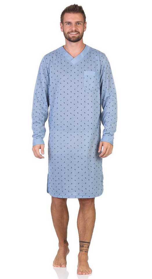 EloModa Nachthemd Herren Nachthemd mit langen Ärmeln und V-Ausschnitt, Gr. M L XL 2XL (1-tlg) von EloModa
