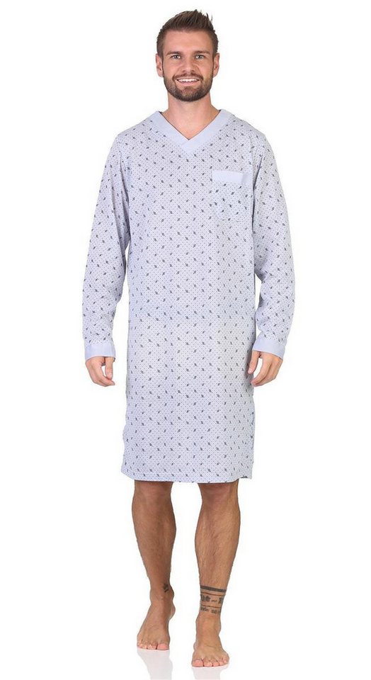 EloModa Nachthemd Herren Nachthemd mit langen Ärmeln und V-Ausschnitt, Gr. M L XL 2XL (1-tlg) von EloModa