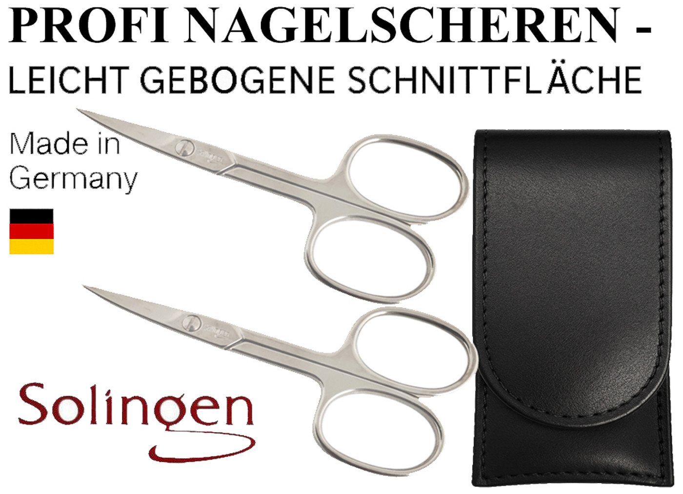 EloModa Nagelschere 2x Solingen Nagelschere Edelstahl Chrom – Extra scharf mit gebogener, (2-tlg), gebogener Schnittfläche von EloModa