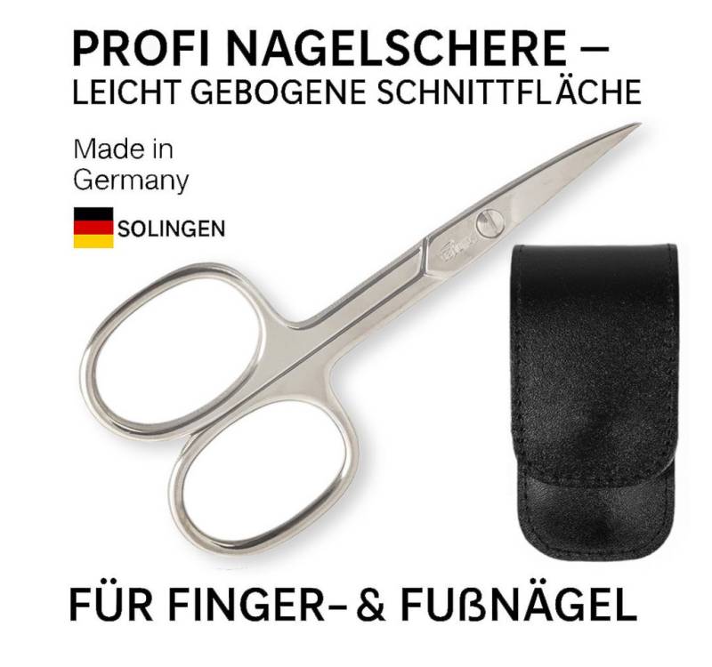 EloModa Nagelschere Solingen Nagelschere Edelstahl Chrom – Profi Maniküre Schere mit Echt-, (2-tlg), gebogener Schnittfläche von EloModa