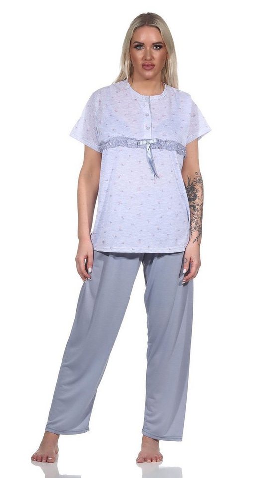 EloModa Pyjama Damen 2 tlg. Pyjama lange Hose Shirt in kurzen Ärmeln, Gr. M - 3XL von EloModa