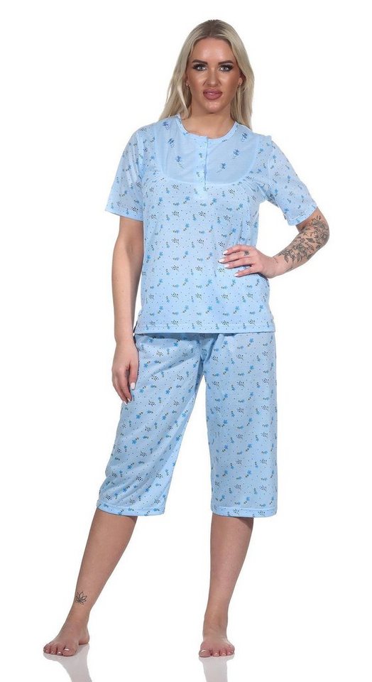 EloModa Pyjama Damen Capri Pyjama mit kurzen Ärmeln, Gr. M L XL 2XL (2 tlg) von EloModa