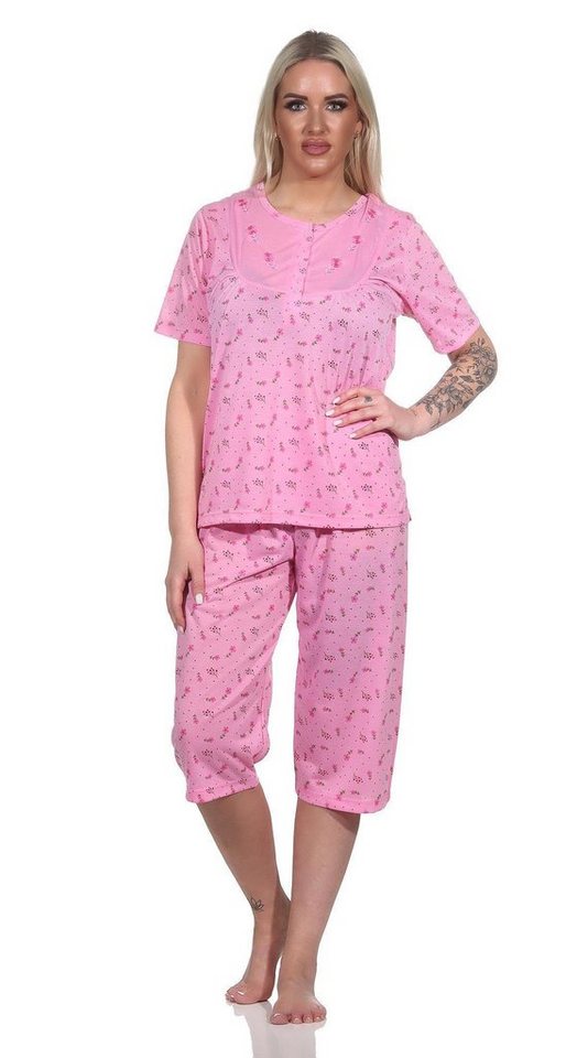 EloModa Pyjama Damen Capri Pyjama mit kurzen Ärmeln, Gr. M L XL 2XL (2 tlg) von EloModa