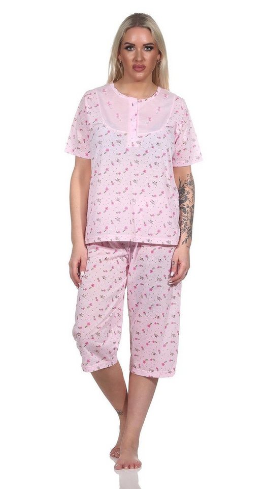 EloModa Pyjama Damen Capri Pyjama mit kurzen Ärmeln, Gr. M L XL 2XL (2 tlg) von EloModa