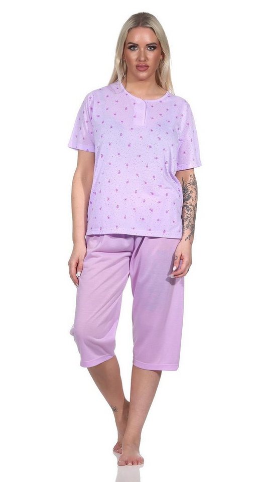 EloModa Pyjama Damen Pyjama 3/4 Hose & Shirt mit Blumenmuster, Gr. M L XL 2XL (2 tlg) von EloModa