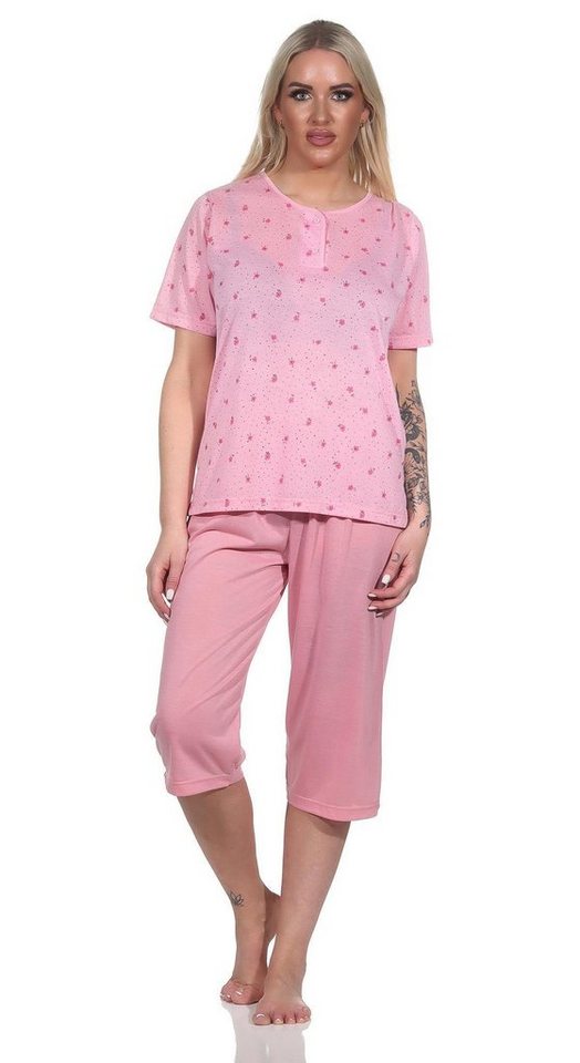 EloModa Pyjama Damen Pyjama 3/4 Hose & Shirt mit Blumenmuster, Gr. M L XL 2XL (2 tlg) von EloModa