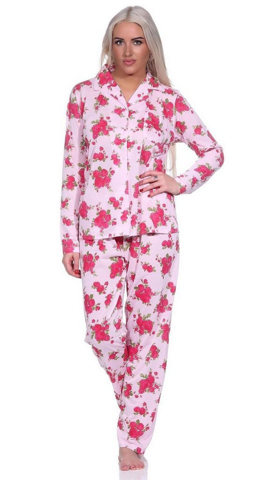 EloModa Pyjama Damen Pyjama lang Hemd Schlafanzug Pyjama-Set Blumenmuster, M L XL 2XL (2 tlg) von EloModa