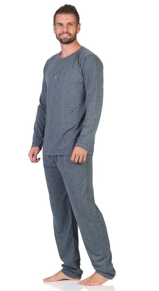 EloModa Pyjama Herren Pyjama Schlafanzug einem Oberteil und einer Hose, Gr. M L XL (2 tlg) von EloModa