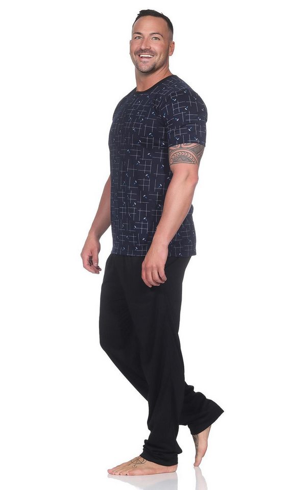 EloModa Pyjama Herren Pyjama Set kurzarm & lange Hose – Schlafanzug Baumwollmix- (2 tlg) von EloModa