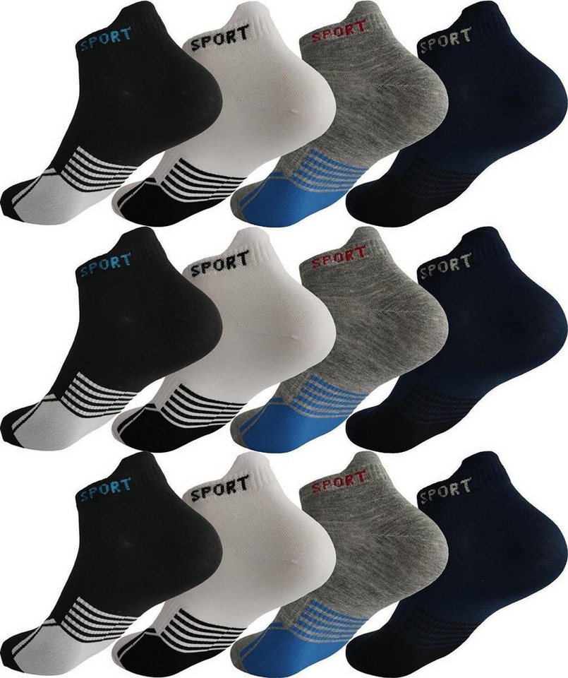 EloModa Sneakersocken 12 Paar Sneaker Socken Herren Damen Sport Socken Baumwolle, 39-42 (12-Paar) von EloModa