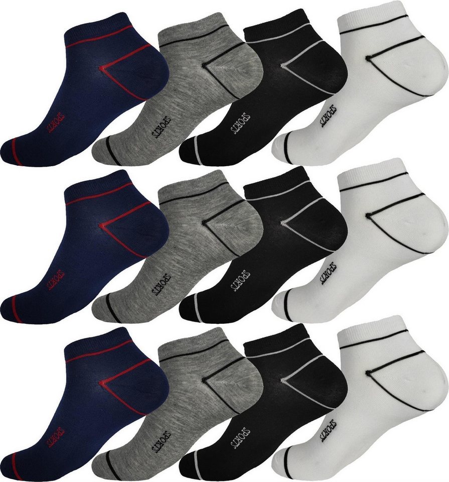 EloModa Sneakersocken 12 Paar Sneaker Socken Herren Damen Sport Socken Baumwolle, 39-42 (12-Paar) von EloModa