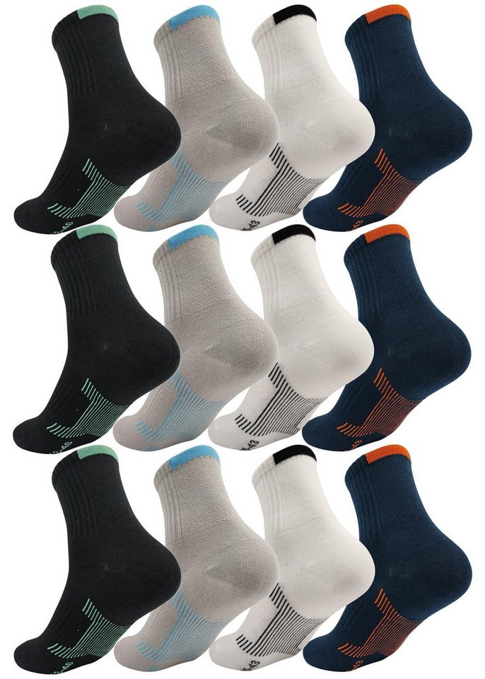 EloModa Sportsocken 12 Paar Herren Sport Sneaker Socken Quarter Socks Kurzsocken Halbsocke (12-Paar) mit Belüftung von EloModa