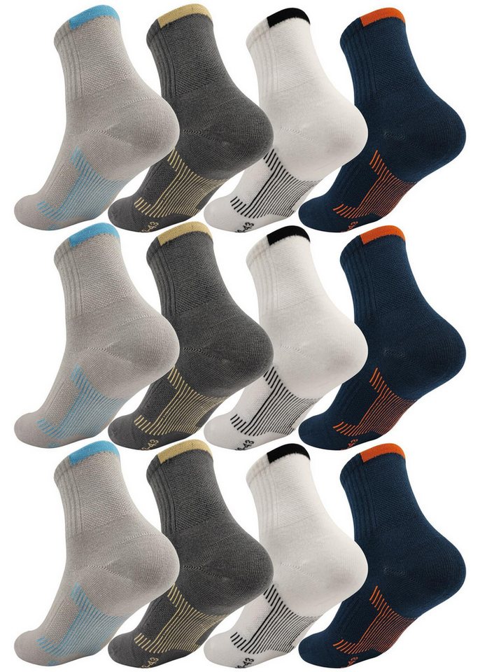 EloModa Sportsocken 12 Paar Herren Sport Sneaker Socken Quarter Socks Kurzsocken Halbsocke (12-Paar) mit Belüftung von EloModa