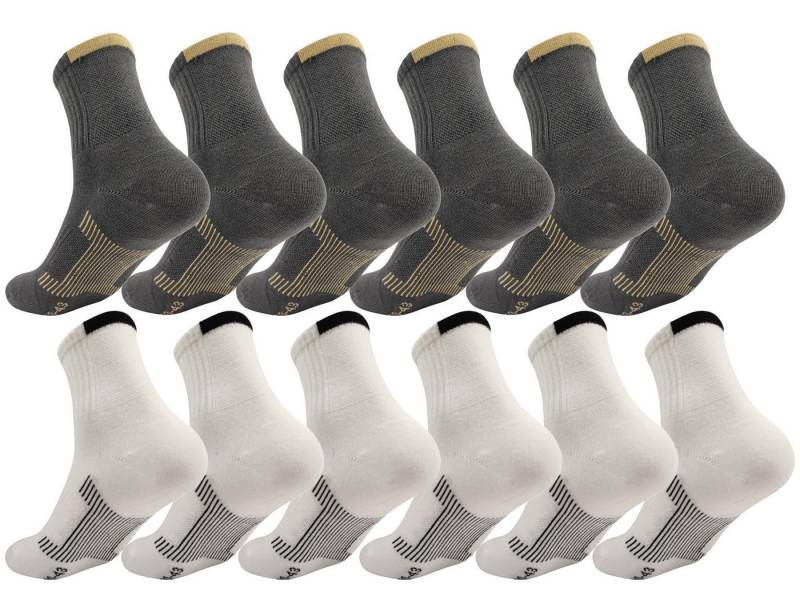 EloModa Sportsocken 12 Paar Herren Sport Sneaker Socken Quarter Socks Kurzsocken Halbsocke (12-Paar) mit Belüftung von EloModa