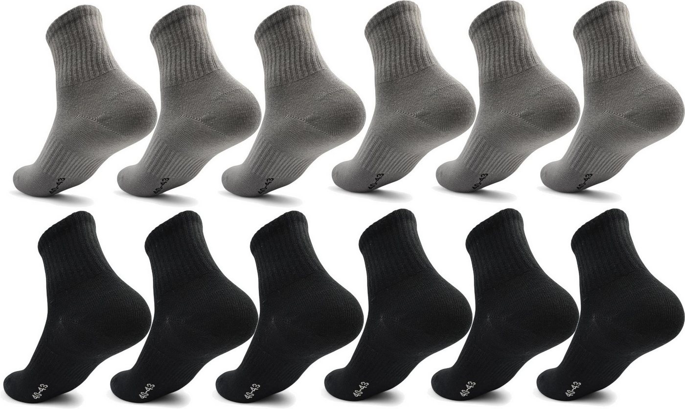 EloModa Sportsocken 12 Paar Herren Sport Sneaker Socken Quarter Socks Kurzsocken Halbsocke (12-Paar) mit Belüftung von EloModa
