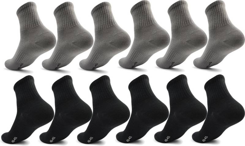 EloModa Sportsocken 12 Paar Herren Sport Sneaker Socken Quarter Socks Kurzsocken Halbsocke (12-Paar) mit Belüftung von EloModa