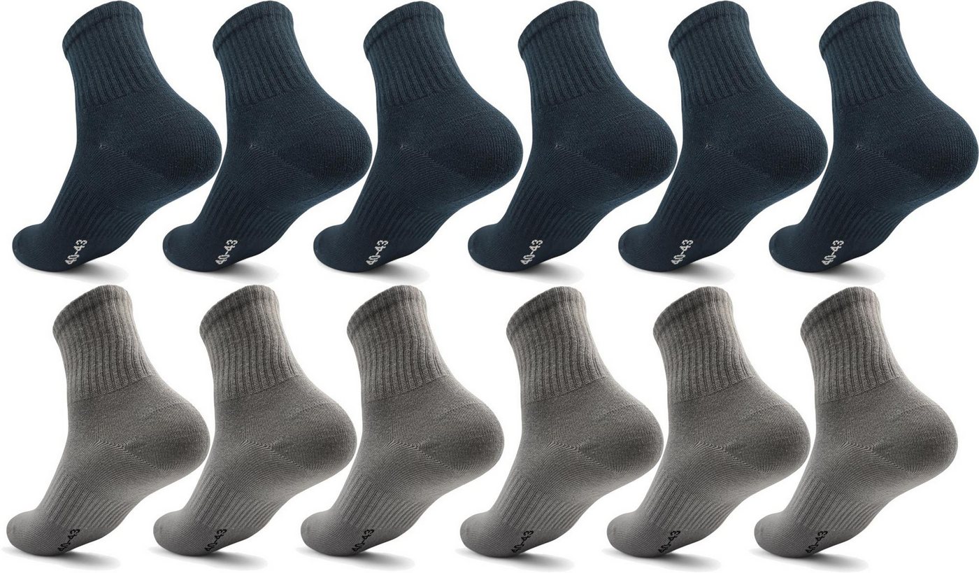EloModa Sportsocken 12 Paar Herren Sport Sneaker Socken Quarter Socks Kurzsocken Halbsocke (12-Paar) mit Belüftung von EloModa