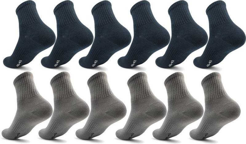 EloModa Sportsocken 12 Paar Herren Sport Sneaker Socken Quarter Socks Kurzsocken Halbsocke (12-Paar) mit Belüftung von EloModa