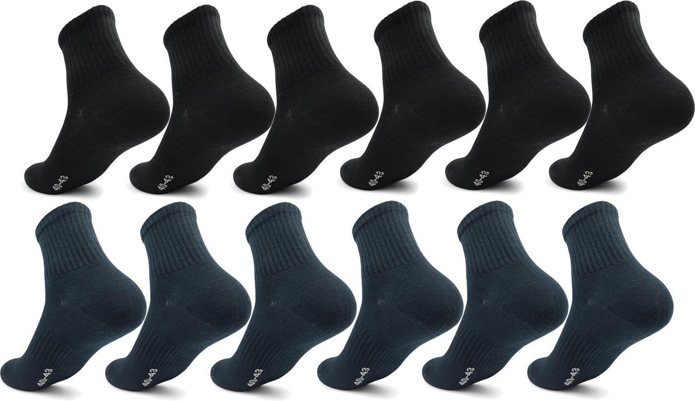 EloModa Sportsocken 12 Paar Herren Sport Sneaker Socken Quarter Socks Kurzsocken Halbsocke (12-Paar) mit Belüftung von EloModa