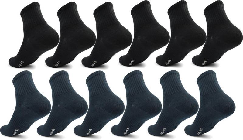 EloModa Sportsocken 12 Paar Herren Sport Sneaker Socken Quarter Socks Kurzsocken Halbsocke (12-Paar) mit Belüftung von EloModa