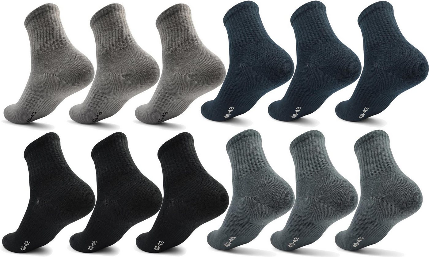 EloModa Sportsocken 12 Paar Herren Sport Sneaker Socken Quarter Socks Kurzsocken Halbsocke (12-Paar) mit Belüftung von EloModa