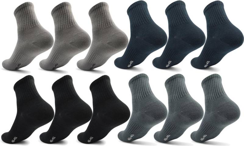 EloModa Sportsocken 12 Paar Herren Sport Sneaker Socken Quarter Socks Kurzsocken Halbsocke (12-Paar) mit Belüftung von EloModa