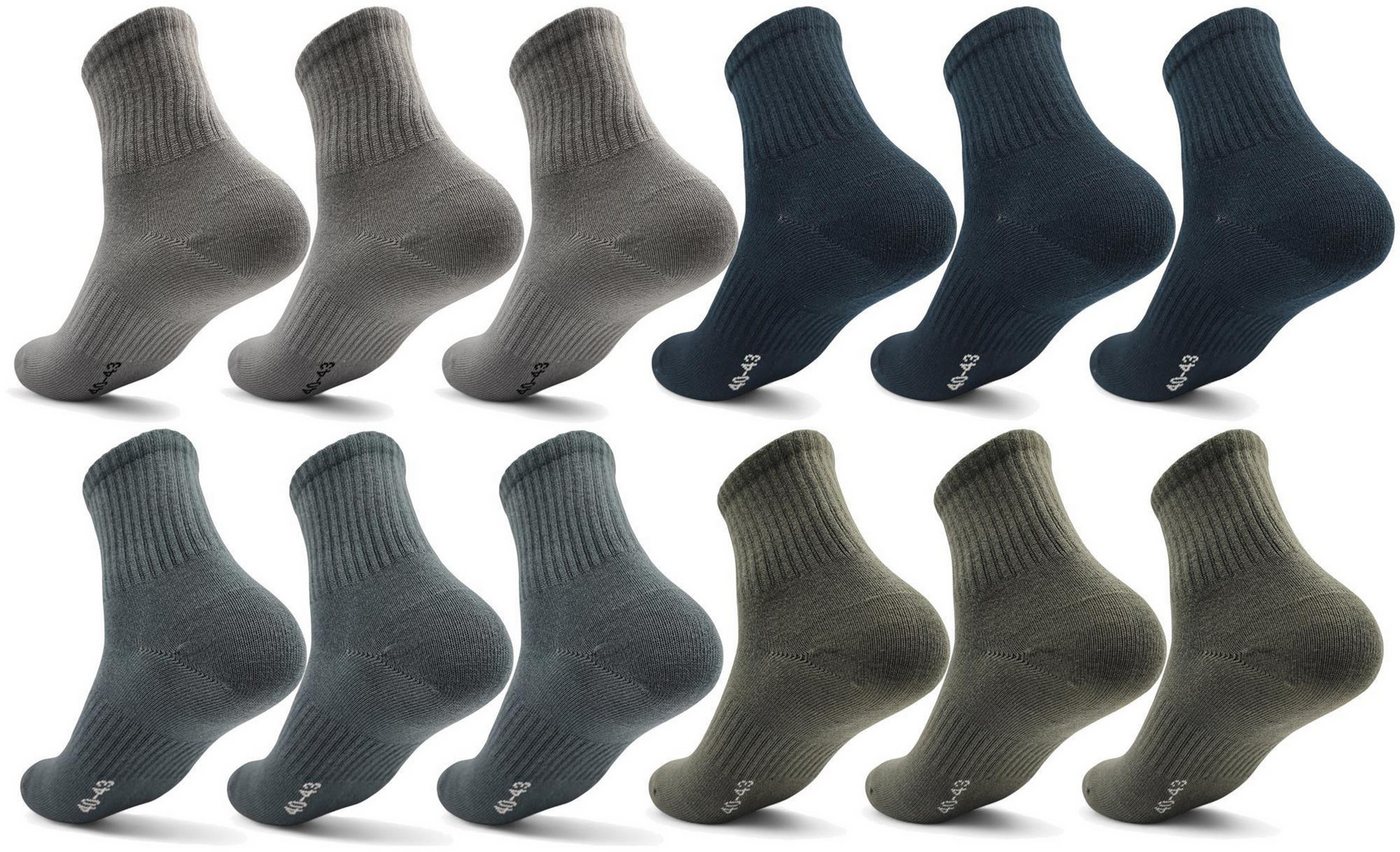 EloModa Sportsocken 12 Paar Herren Sport Sneaker Socken Quarter Socks Kurzsocken Halbsocke (12-Paar) mit Belüftung von EloModa
