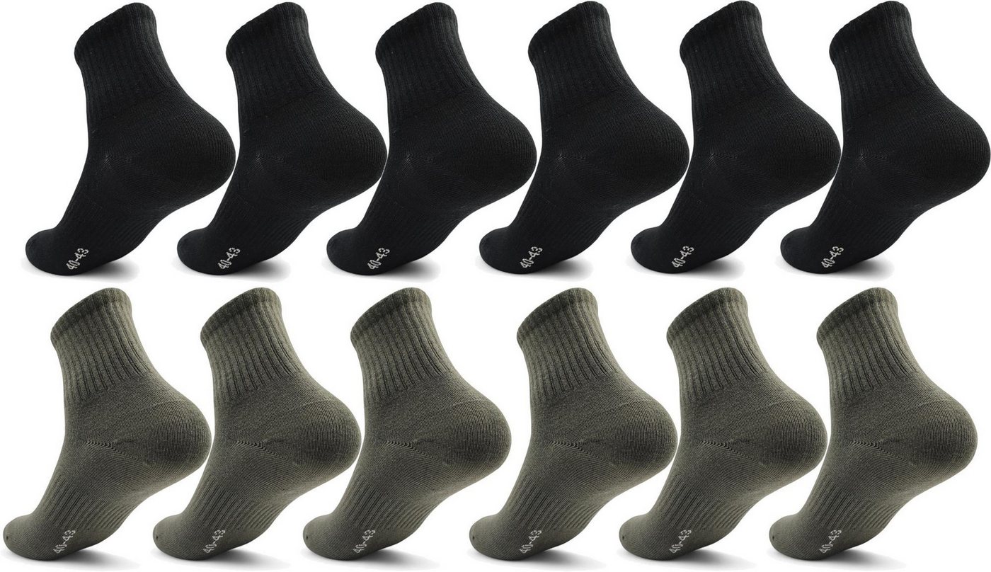 EloModa Sportsocken 12 Paar Herren Sport Sneaker Socken Quarter Socks Kurzsocken Halbsocke (12-Paar) mit Belüftung von EloModa
