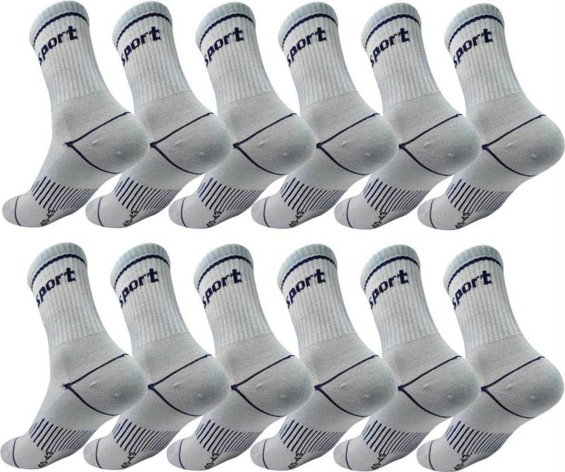 EloModa Sportsocken 12 Paar Sportsocken Herren Damen – mit Streifen, atmungsaktiv & bequem (12-Paar) von EloModa