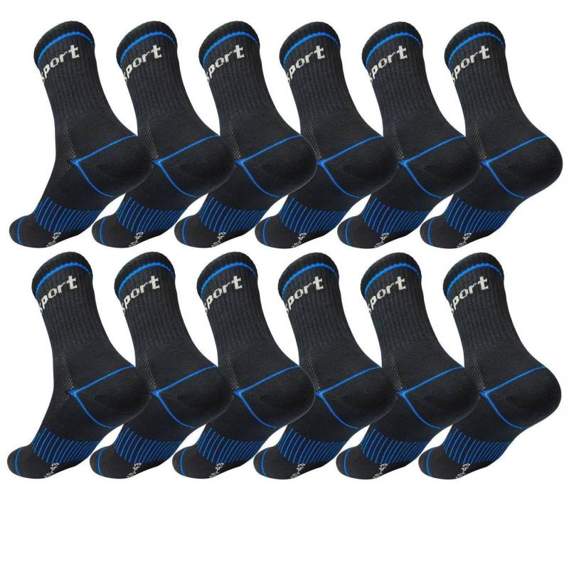 EloModa Sportsocken 12 Paar Sportsocken Herren Damen – mit Streifen, atmungsaktiv & bequem (12-Paar) von EloModa