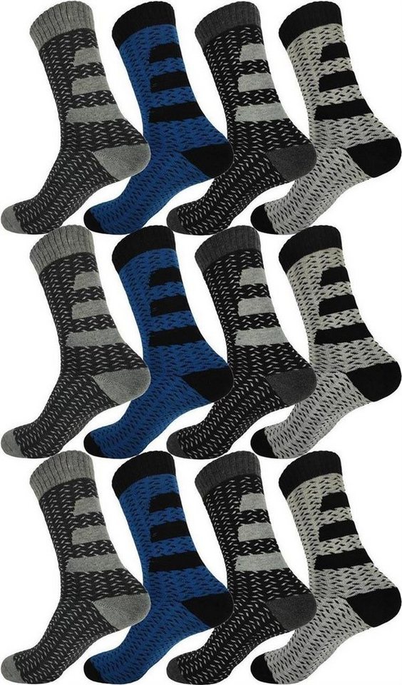 EloModa Thermosocken 12 Paar Thermo Winter Socken Vollfrottee Warm Baumwolle, 39-42 43-46 (12-Paar) von EloModa