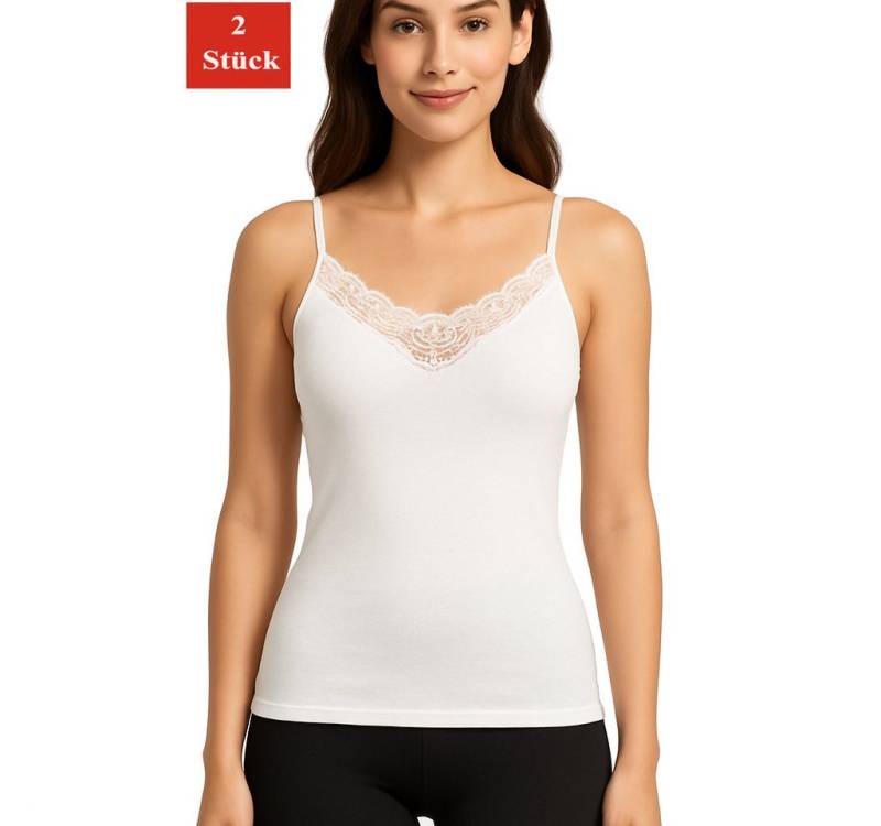 EloModa Unterhemd Damen Unterhemd 2er Set - 100% Baumwolle, Mit Spitze, (2-St) von EloModa