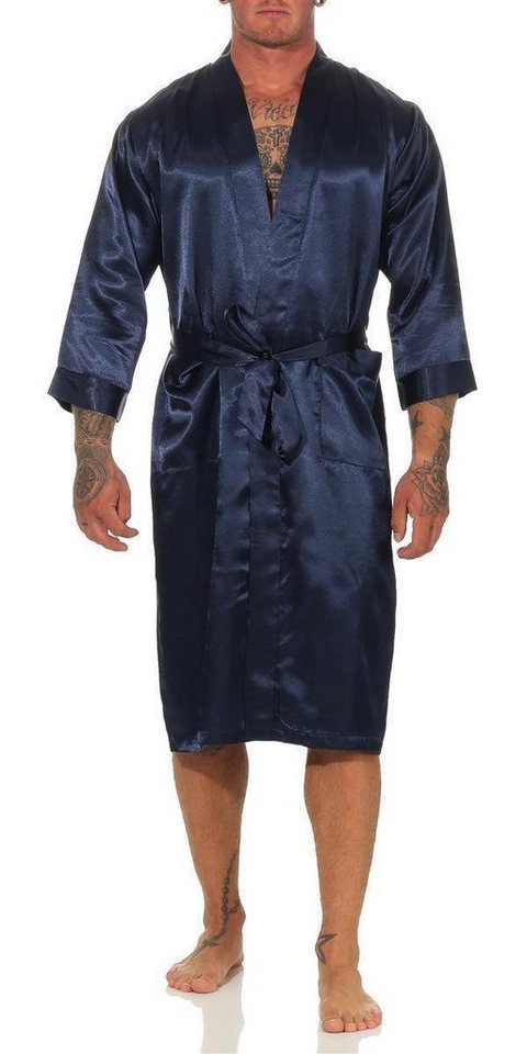 EloModa Morgenmantel Herren Morgenmantel Robe Bathrobe Bademantel Satin, M L XL 2XL, wadenlang, Polyester von EloModa