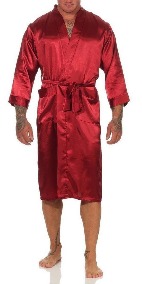 EloModa Morgenmantel Herren Morgenmantel Robe Bathrobe Bademantel Satin, wadenlang, Polyester von EloModa