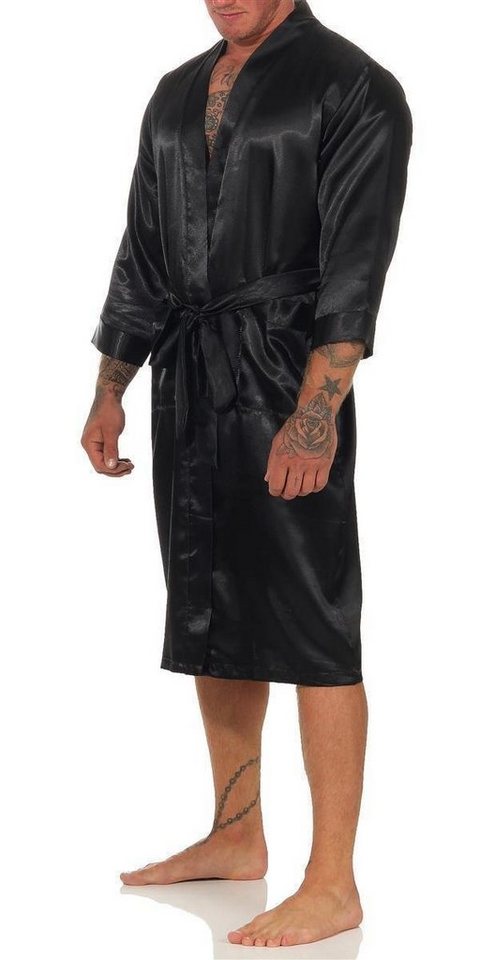 EloModa Morgenmantel Herren Morgenmantel Robe Bathrobe Bademantel Satin, M L XL 2XL, wadenlang, Polyester von EloModa