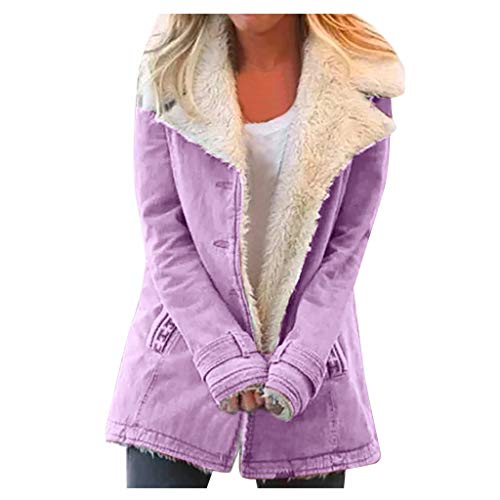 damen pullover Damen Winter Jacke Parka Mantel Winterjacke Warme Teddy-Fleecejacke Flauschiger Plüschmantel Übergröße Warme Anorak lange Jacke Steppjacke Teddyjacke Outdoor Wintermantel（Lila,5XL） von Elogoog