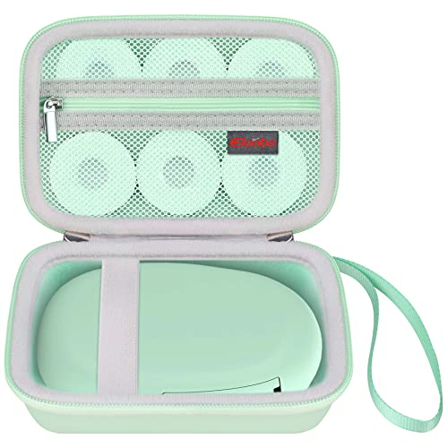 Elonbo Label Maker Fall für SUPVAN E10 Mini Bluetooth Etikettendrucker, zusätzliche innere Mesh Tasche passt Etikettenpapier, Grün+Innen Grün. (NUR Fall! Label Maker Nicht im Lieferumfang enthalten) von Elonbo