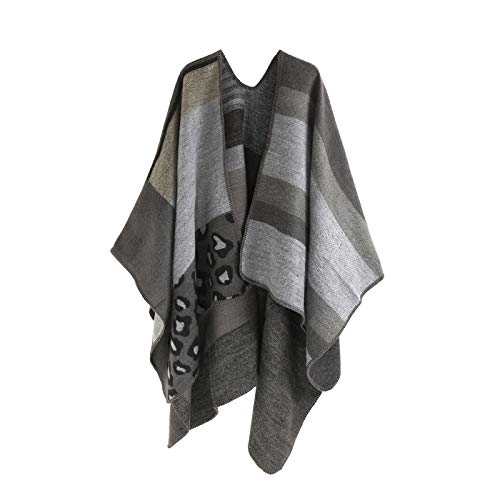 Elonglin Damen Cape Umhang Oversize Schal Elegant Stola Poncho Umhängetuch Herbst Winter von Elonglin