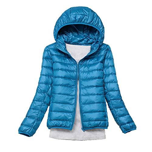 Elonglin Damen Daunenjacke Ultraleichter Kapuze Kurze Winter Mantel Plus Size Blau-Grün M von Elonglin